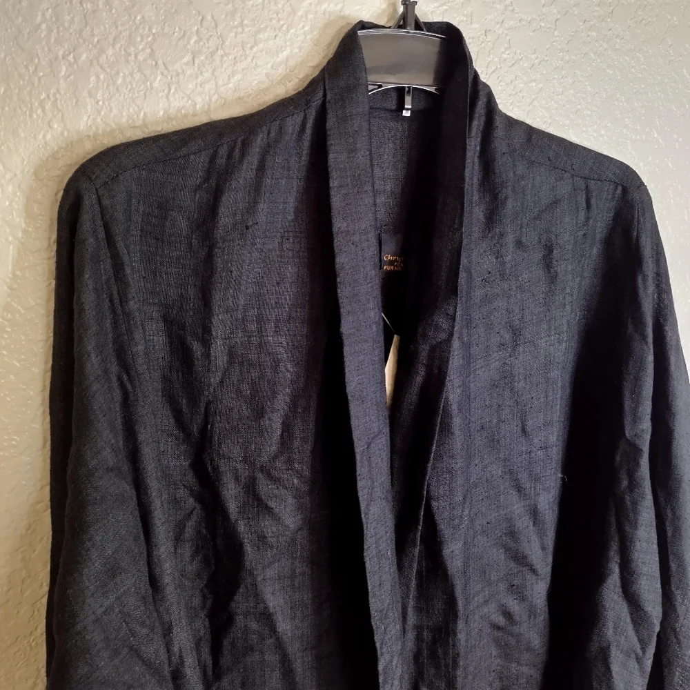 NWT PUA Naturally Hand Woven Linen Cardigan Black Lagenlook Sz S